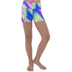 Colorful Blue Purple Pastel Tie Dye Pattern Kids  Lightweight Velour Yoga Shorts