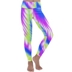 Colorful Blue Purple Pastel Tie Dye Pattern Kids  Lightweight Velour Classic Yoga Leggings