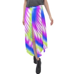 Colorful Blue Purple Pastel Tie Dye Pattern Velour Split Maxi Skirt