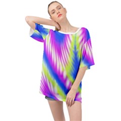 Colorful Blue Purple Pastel Tie Dye Pattern Oversized Chiffon Top by SpinnyChairDesigns