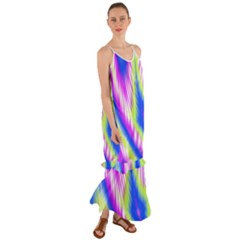 Colorful Blue Purple Pastel Tie Dye Pattern Cami Maxi Ruffle Chiffon Dress by SpinnyChairDesigns