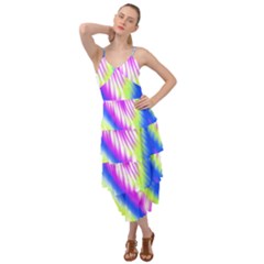 Colorful Blue Purple Pastel Tie Dye Pattern Layered Bottom Dress