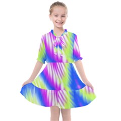 Colorful Blue Purple Pastel Tie Dye Pattern Kids  All Frills Chiffon Dress