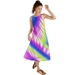 Colorful Blue Purple Pastel Tie Dye Pattern Summer Maxi Dress