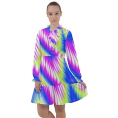 Colorful Blue Purple Pastel Tie Dye Pattern All Frills Chiffon Dress by SpinnyChairDesigns