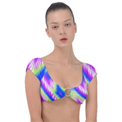 Colorful Blue Purple Pastel Tie Dye Pattern Cap Sleeve Ring Bikini Top