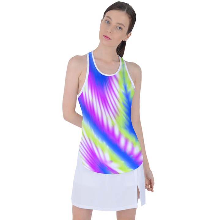 Colorful Blue Purple Pastel Tie Dye Pattern Racer Back Mesh Tank Top