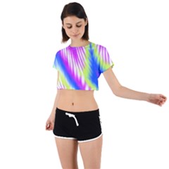 Colorful Blue Purple Pastel Tie Dye Pattern Tie Back Short Sleeve Crop Tee