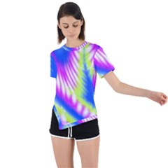 Colorful Blue Purple Pastel Tie Dye Pattern Asymmetrical Short Sleeve Sports Tee