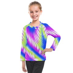 Colorful Blue Purple Pastel Tie Dye Pattern Kids  Long Mesh Tee