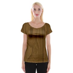 Dark Wood Panel Texture Cap Sleeve Top by SpinnyChairDesigns