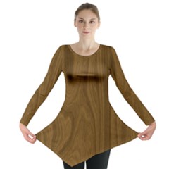 Dark Wood Panel Texture Long Sleeve Tunic  by SpinnyChairDesigns