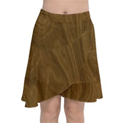 Dark Wood Panel Texture Chiffon Wrap Front Skirt by SpinnyChairDesigns