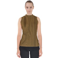 Dark Wood Panel Texture Mock Neck Shell Top by SpinnyChairDesigns