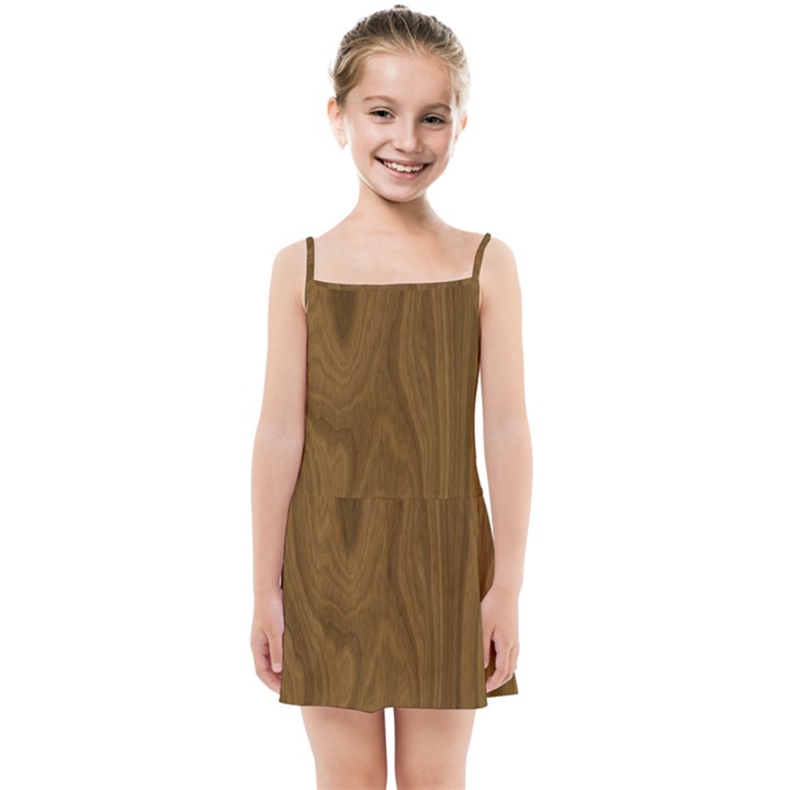 Dark Wood Panel Texture Kids  Summer Sun Dress