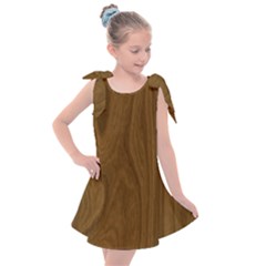 Dark Wood Panel Texture Kids  Tie Up Tunic Dress by SpinnyChairDesigns