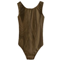 Dark Wood Panel Texture Kids  Cut-out Back One Piece Swimsuit by SpinnyChairDesigns