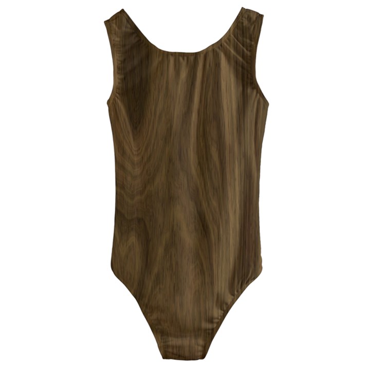 Dark Wood Panel Texture Kids  Cut-Out Back One Piece Swimsuit