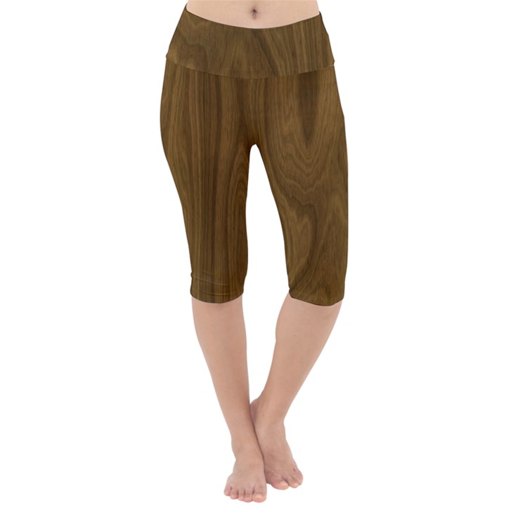 Dark Wood Panel Texture Lightweight Velour Cropped Yoga Leggings