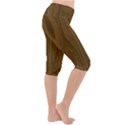 Dark Wood Panel Texture Lightweight Velour Cropped Yoga Leggings View3