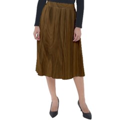 Dark Wood Panel Texture Classic Velour Midi Skirt  by SpinnyChairDesigns