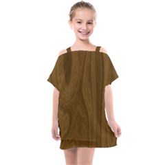 Dark Wood Panel Texture Kids  One Piece Chiffon Dress by SpinnyChairDesigns