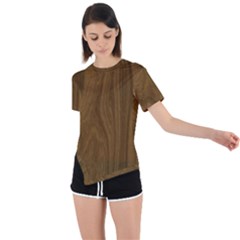 Dark Wood Panel Texture Asymmetrical Short Sleeve Sports Tee