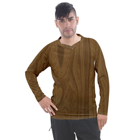 Dark Wood Panel Texture Men s Pique Long Sleeve Tee by SpinnyChairDesigns