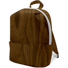 Dark Wood Panel Texture Zip Up Backpack