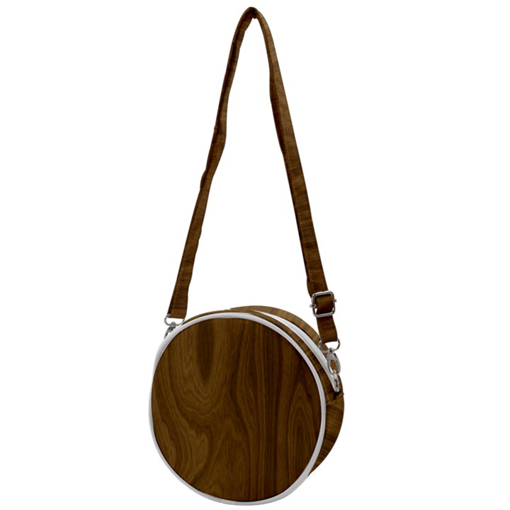 Dark Wood Panel Texture Crossbody Circle Bag