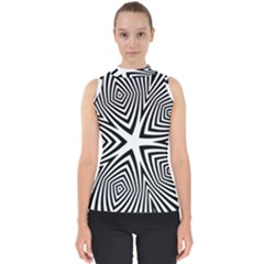 Abstract Zebra Stripes Pattern Mock Neck Shell Top by SpinnyChairDesigns