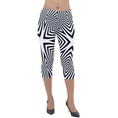 Abstract Zebra Stripes Pattern Lightweight Velour Capri Leggings  by SpinnyChairDesigns