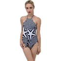 Abstract Zebra Stripes Pattern Go with the Flow One Piece Swimsuit View1