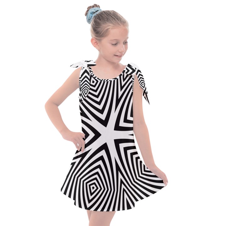 Abstract Zebra Stripes Pattern Kids  Tie Up Tunic Dress