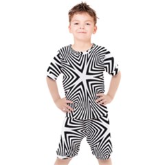 Abstract Zebra Stripes Pattern Kids  Tee And Shorts Set by SpinnyChairDesigns