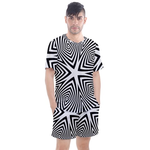 Abstract Zebra Stripes Pattern Men s Mesh Tee And Shorts Set by SpinnyChairDesigns