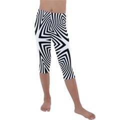 Abstract Zebra Stripes Pattern Kids  Lightweight Velour Capri Leggings  by SpinnyChairDesigns