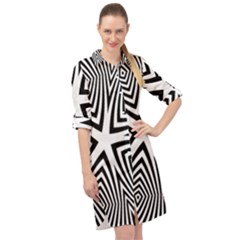 Abstract Zebra Stripes Pattern Long Sleeve Mini Shirt Dress by SpinnyChairDesigns