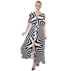 Abstract Zebra Stripes Pattern Waist Tie Boho Maxi Dress by SpinnyChairDesigns