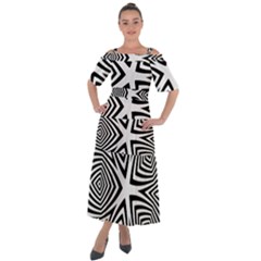 Abstract Zebra Stripes Pattern Shoulder Straps Boho Maxi Dress  by SpinnyChairDesigns