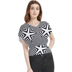 Abstract Zebra Stripes Pattern Butterfly Chiffon Blouse