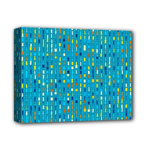 Aqua Blue Artsy Beaded Weave Pattern Deluxe Canvas 14  X 11  (stretched) by SpinnyChairDesigns