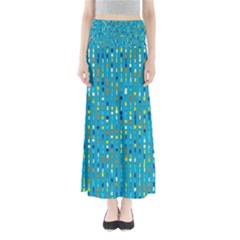 Aqua Blue Artsy Beaded Weave Pattern Full Length Maxi Skirt by SpinnyChairDesigns