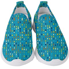 Aqua Blue Artsy Beaded Weave Pattern Kids  Slip On Sneakers by SpinnyChairDesigns