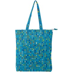 Aqua Blue Artsy Beaded Weave Pattern Double Zip Up Tote Bag