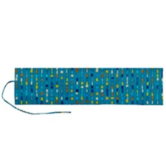 Aqua Blue Artsy Beaded Weave Pattern Roll Up Canvas Pencil Holder (l) by SpinnyChairDesigns