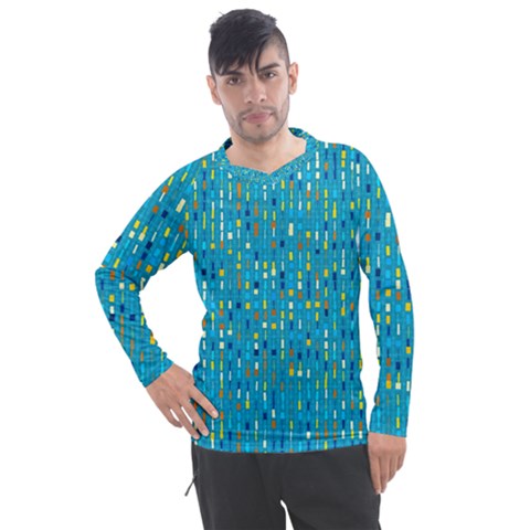 Aqua Blue Artsy Beaded Weave Pattern Men s Pique Long Sleeve Tee by SpinnyChairDesigns