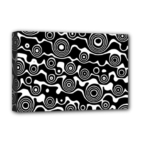 Abstract Black And White Bubble Pattern Deluxe Canvas 18  X 12  (stretched) by SpinnyChairDesigns