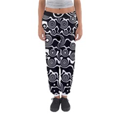 Abstract Black And White Bubble Pattern Women s Jogger Sweatpants by SpinnyChairDesigns