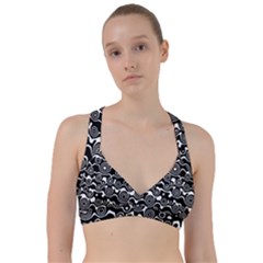 Abstract Black And White Bubble Pattern Sweetheart Sports Bra by SpinnyChairDesigns